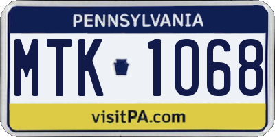 PA license plate MTK1068