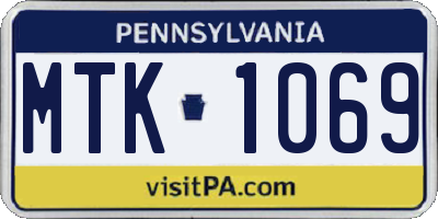 PA license plate MTK1069