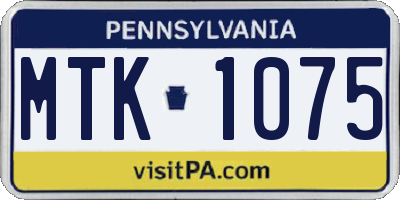 PA license plate MTK1075