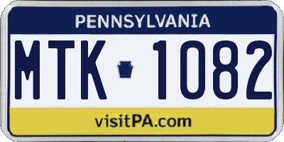 PA license plate MTK1082