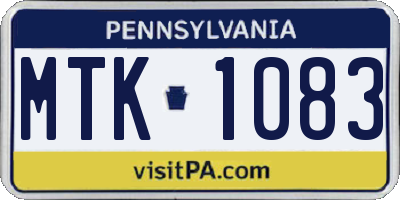 PA license plate MTK1083