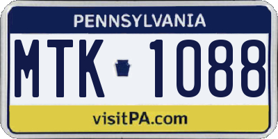 PA license plate MTK1088