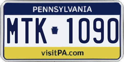 PA license plate MTK1090