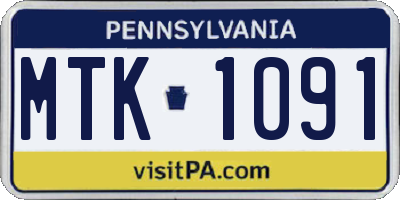 PA license plate MTK1091