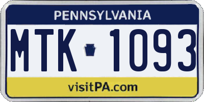 PA license plate MTK1093