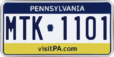 PA license plate MTK1101