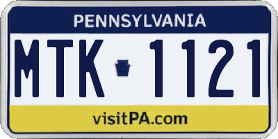 PA license plate MTK1121