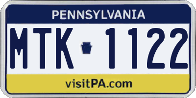 PA license plate MTK1122