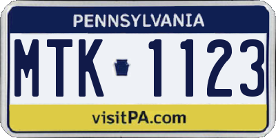 PA license plate MTK1123
