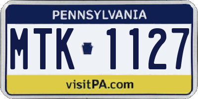 PA license plate MTK1127