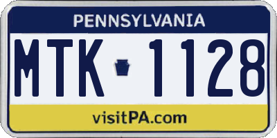 PA license plate MTK1128
