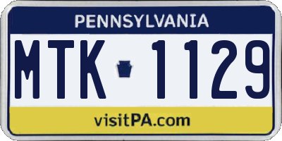 PA license plate MTK1129