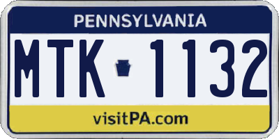 PA license plate MTK1132