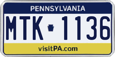 PA license plate MTK1136