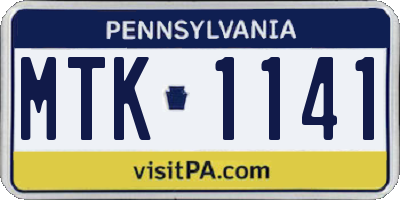 PA license plate MTK1141
