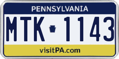 PA license plate MTK1143