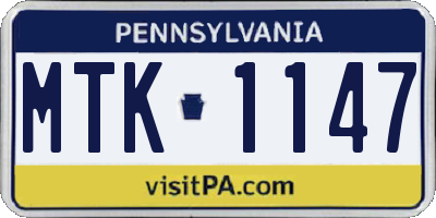 PA license plate MTK1147