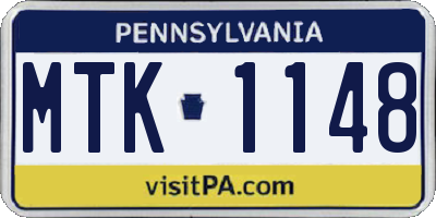 PA license plate MTK1148