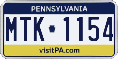 PA license plate MTK1154
