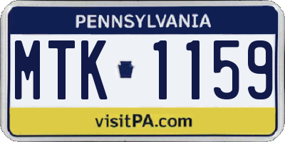 PA license plate MTK1159