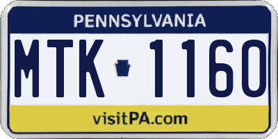 PA license plate MTK1160