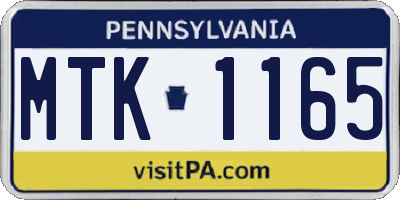 PA license plate MTK1165