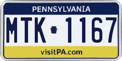 PA license plate MTK1167
