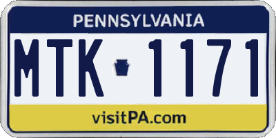 PA license plate MTK1171