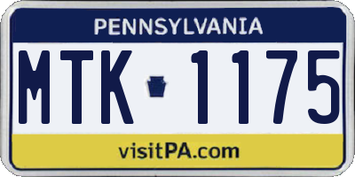 PA license plate MTK1175