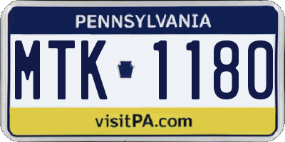 PA license plate MTK1180