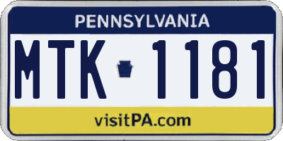 PA license plate MTK1181