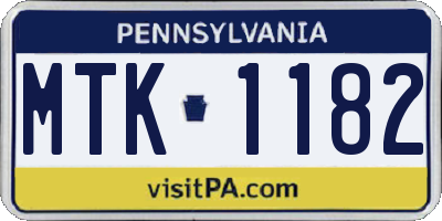 PA license plate MTK1182