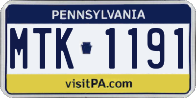 PA license plate MTK1191