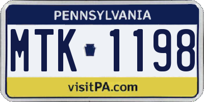 PA license plate MTK1198