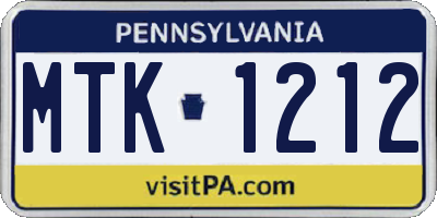 PA license plate MTK1212