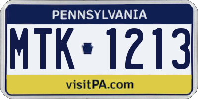 PA license plate MTK1213