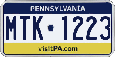 PA license plate MTK1223