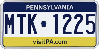 PA license plate MTK1225