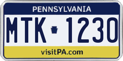 PA license plate MTK1230