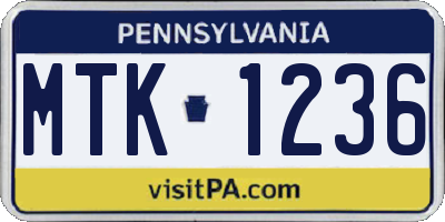 PA license plate MTK1236
