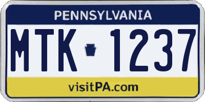 PA license plate MTK1237