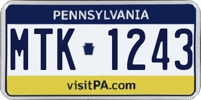 PA license plate MTK1243