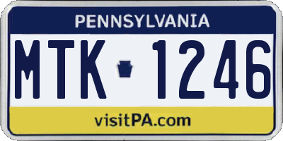 PA license plate MTK1246