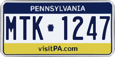 PA license plate MTK1247