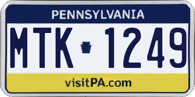 PA license plate MTK1249
