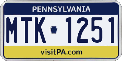 PA license plate MTK1251