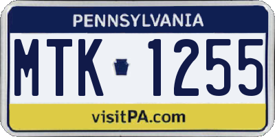 PA license plate MTK1255
