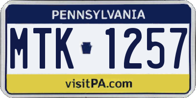 PA license plate MTK1257
