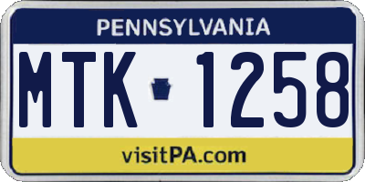 PA license plate MTK1258