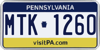 PA license plate MTK1260